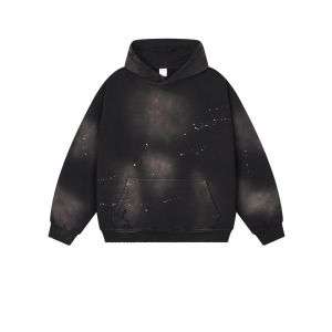 Black distressed washed hoodie