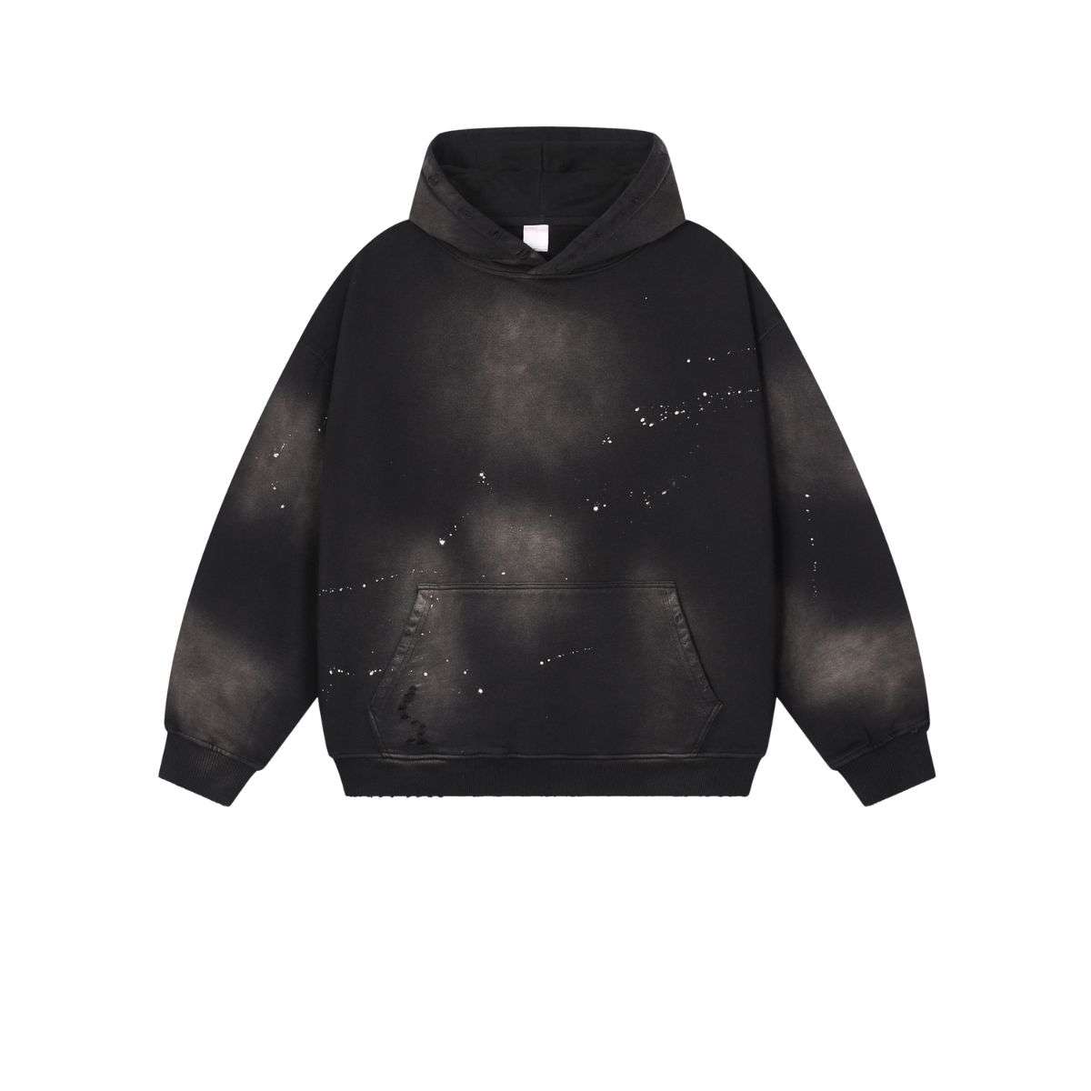 Black distressed washed hoodie