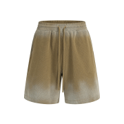Spray-Painted Washed Waffle Knit Loose Elastic Waist Streetwear Shorts