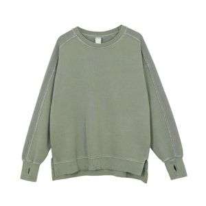 Olive green split hem top