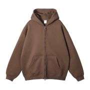 Brown double zip fleece hoodie