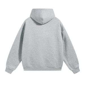 Light grey polar fleece pullover hoodie