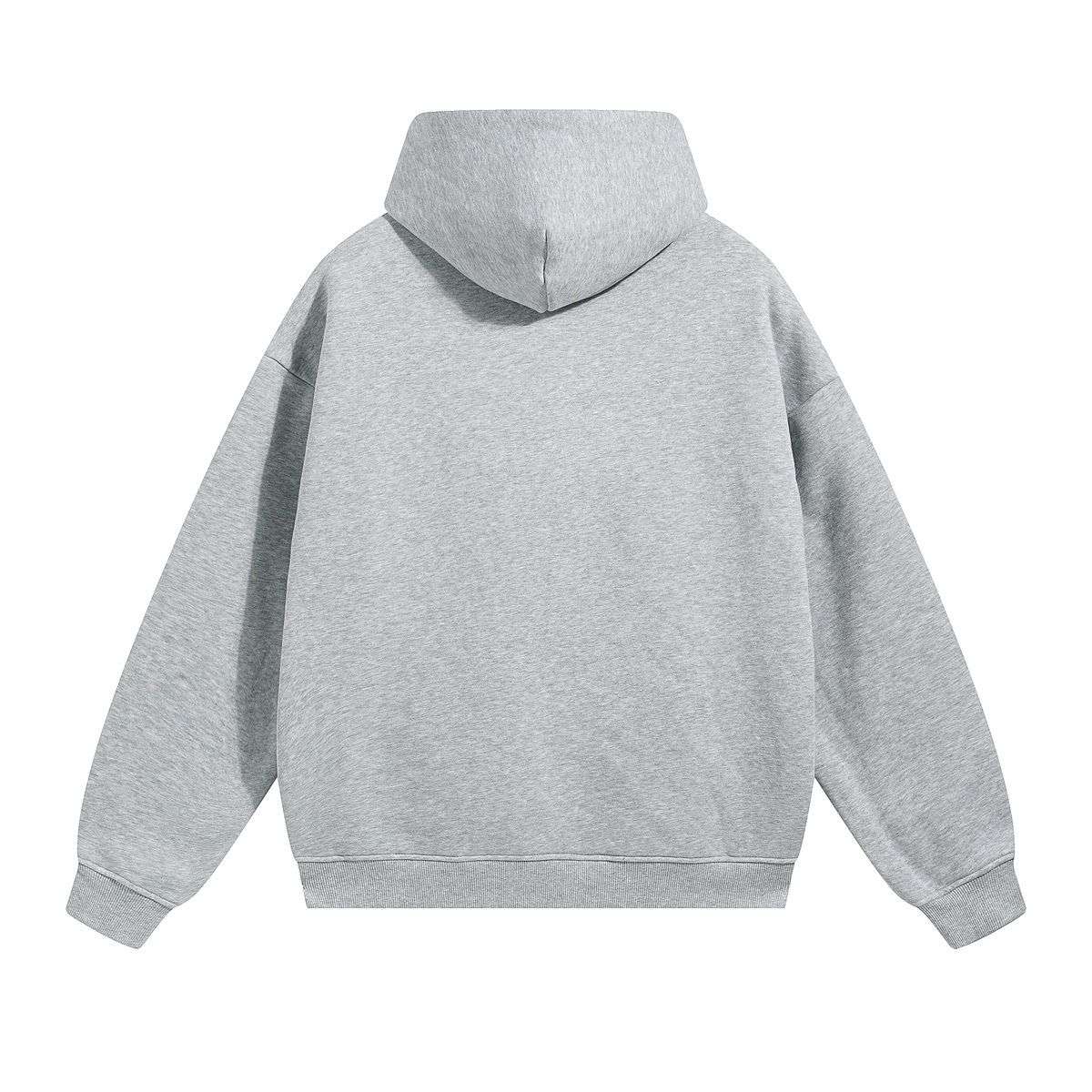 Light grey polar fleece pullover hoodie