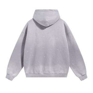 Light grey paint splatter washed fleece hoodie