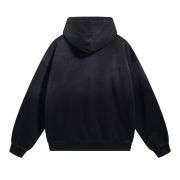 Black washed faded zip-up hoodie jacket
