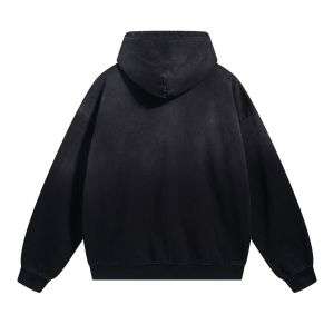 Black washed faded zip-up hoodie jacket