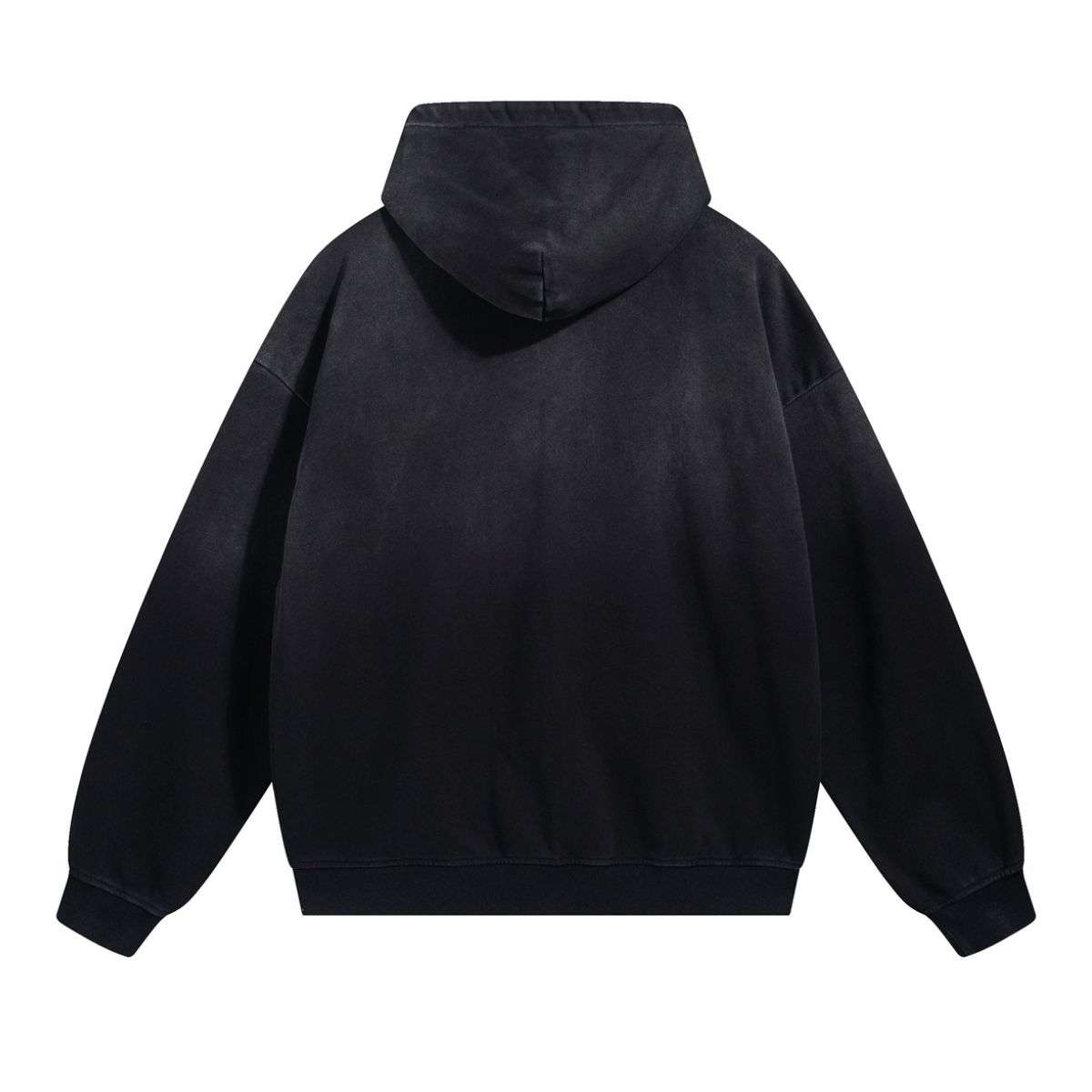 Black washed faded zip-up hoodie jacket