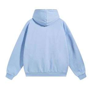 Sky blue plain zip hoodie