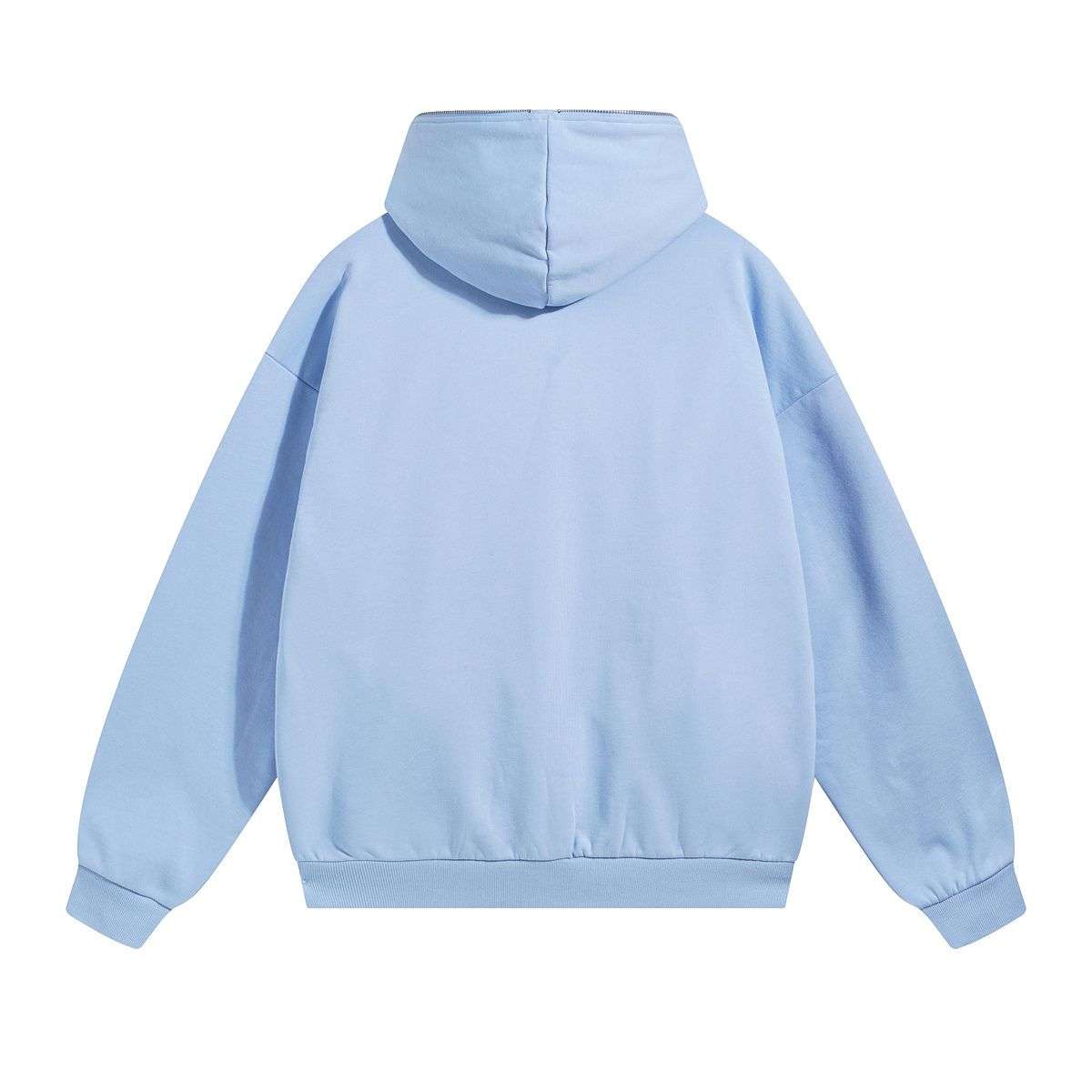 Sky blue plain zip hoodie