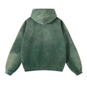 Forest green faded streetwear hoodie