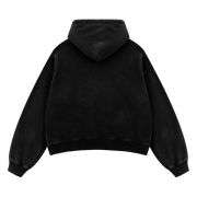 Black heavyweight snow washed hoodie