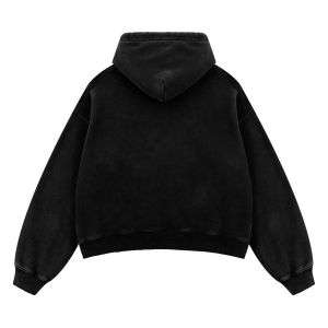Black heavyweight snow washed hoodie