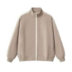 Dark brown striped zip jacket