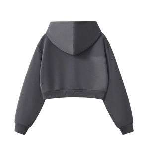Grey heavyweight cropped hoodie