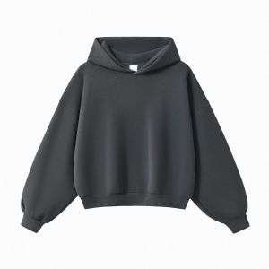Dark grey boxy streetwear hoodie
