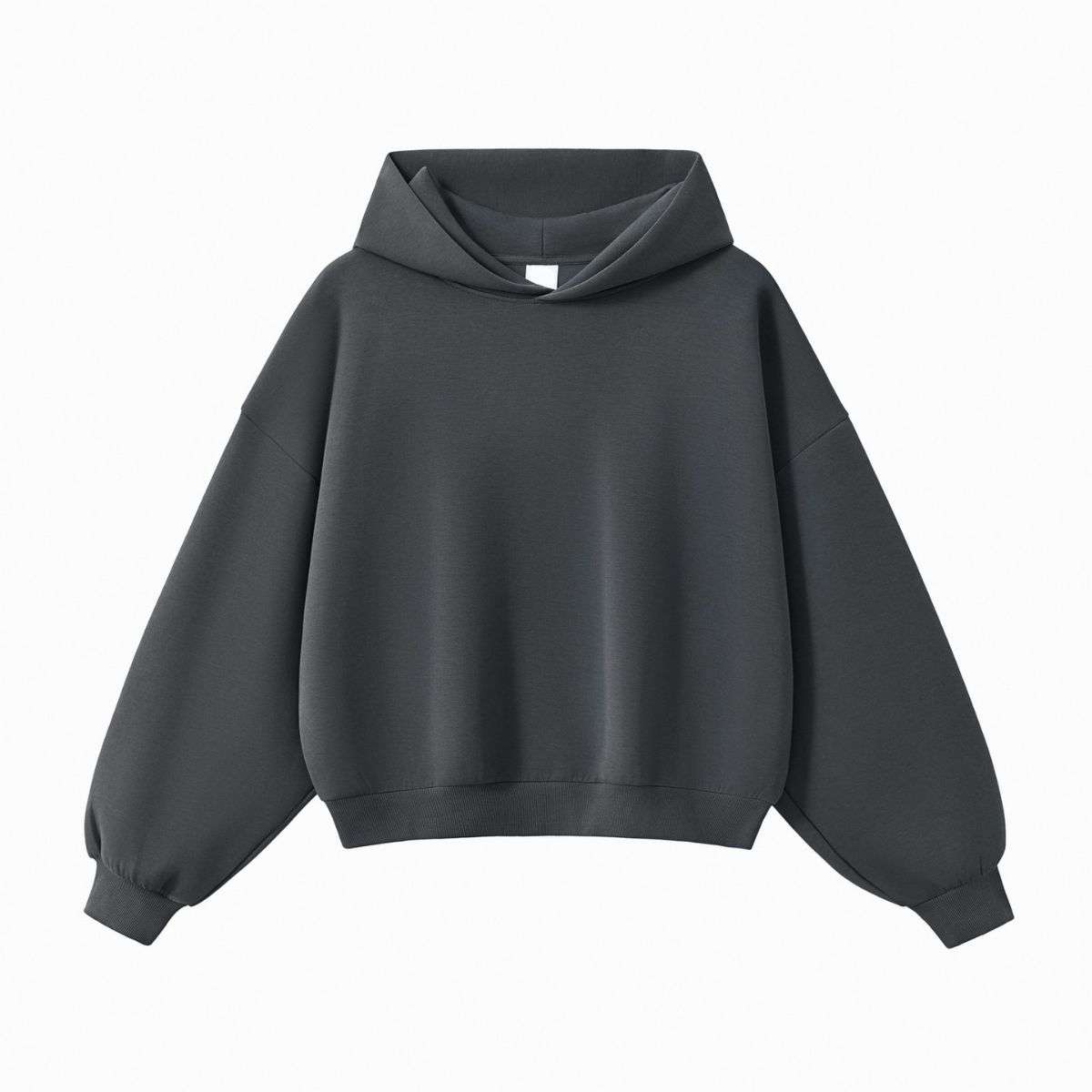 Dark grey boxy streetwear hoodie