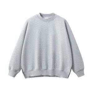 Grey layered fleece crewneck sweatshirt