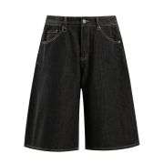 Men’s Raw Denim Vintage Loose Straight-Leg Casual Shorts