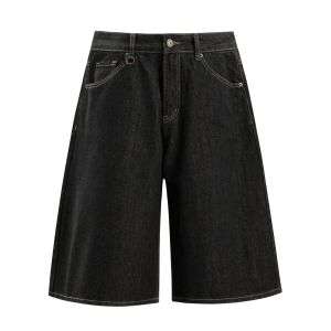 Men's Raw Denim Vintage Loose Straight-Leg Casual Shorts
