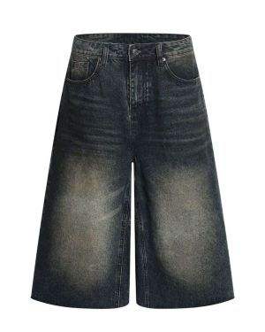 Dark Washed Wide-Leg Denim Shorts Manufacturer – FX075