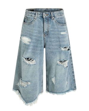 Distressed Frayed-Hem Denim Shorts Manufacturer — G6699
