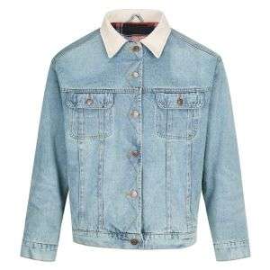 American Style Cropped Denim Jacket with Patch Pockets