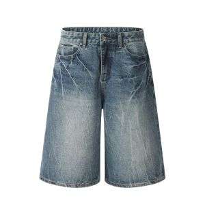 Vintage Lightning Streak Washed Casual Denim Shorts