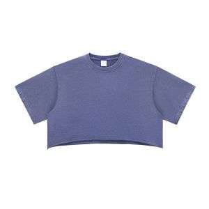 Vintage Washed Cropped Short Sleeve Cotton T-Shirt