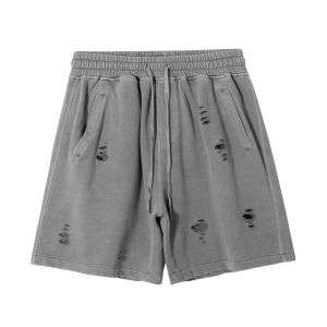 Vintage Washed Distressed Ripped Elastic Waist Casual Shorts