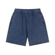 Heavyweight Wax-Washed Loose Elastic Waist Streetwear Shorts