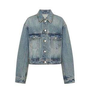 Non-Stretch Cotton Distressed Washed Textured Denim Jacket