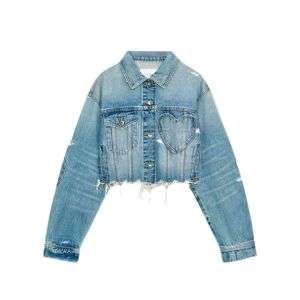 Sweetheart Patchwork Cropped Denim Jacket