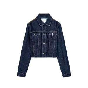 Heritage Leather Trim Cropped Denim Jacket
