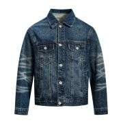 American Vintage Heavy Washed Craftsmanship Cropped Wide-Fit Denim Jacket