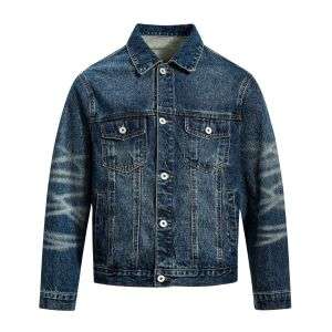 American Vintage Heavy Washed Craftsmanship Cropped Wide-Fit Denim Jacket