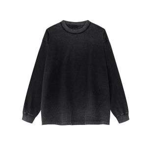 Vintage Washed Loose Crew Neck Long Sleeve Tee