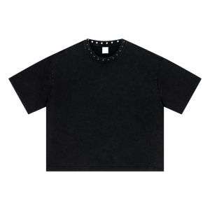 Retro Washed Studded Crew Neck Boxy Tee