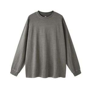 Vintage Washed Loose Fit Crew Neck Long Sleeve Tee