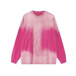 Vintage Washed Gradient Streetwear Crew Neck Long Sleeve Tee