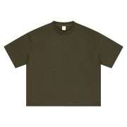 Solid Color Cotton Boxy Fit Crew Neck Short Sleeve Tee