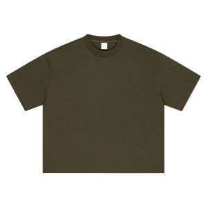 Solid Color Cotton Boxy Fit Crew Neck Short Sleeve Tee