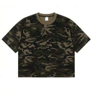 Retro Camouflage Burnout Washed Boxy Fit Cotton Casual Tee