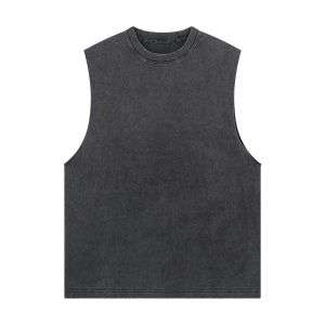 Vintage Washed Distressed Raw Edge Crew Neck Tank Top