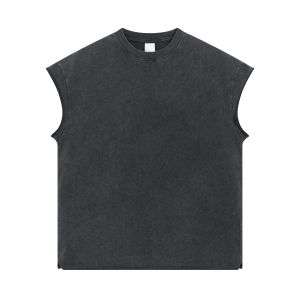 Vintage Snow Washed Raw Hem Loose Tank Top