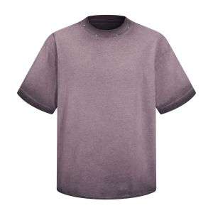 Men's Snow Washed Distressed Raw Edge Short Sleeve Tee