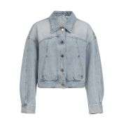 Rhinestone Drop-Shoulder Oversized Denim Jacket