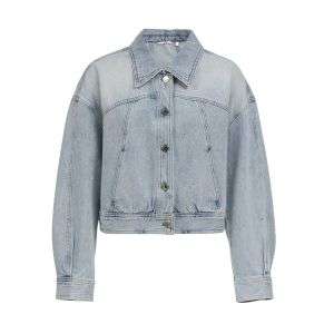 Rhinestone Drop-Shoulder Oversized Denim Jacket