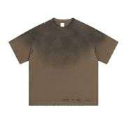 Vintage Gradient Wash Distressed Cotton Crew Neck T-Shirt