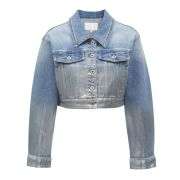 Lumina Gradient Metallic Cropped Denim Jacket