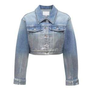 Lumina Gradient Metallic Cropped Denim Jacket